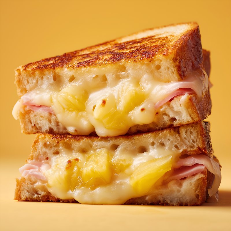 Grilled cheese sandwich with ham and pineapple filling Free Premium Stock Photo - stock photo