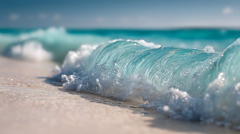 Waves crash on sandy shore during daytime at beach Free Premium Stock Image - stock photo