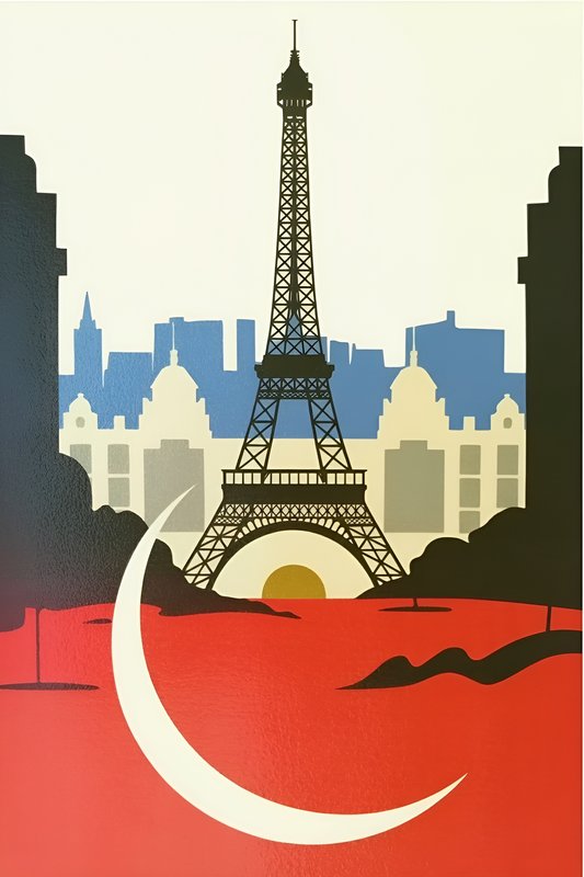 Eiffel Tower stands against sunset in artistic city scene Premium Stock Image - stock photo