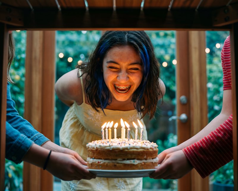Happy birthday celebration with cake and candles Premium Stock Image - stock photo