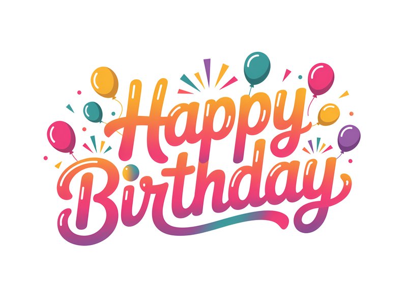 Happy birthday celebration with colorful design and balloons Premium Stock Image - stock photo