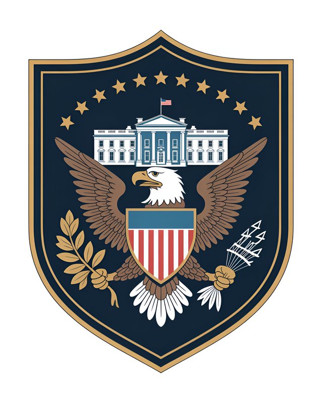 Eagle emblem with the White House and stars Premium Stock Photo - stock photo
