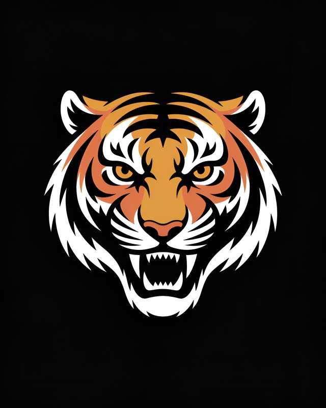 Tiger head graphic design with bold colors and strong lines Premium Stock Photo - stock photo