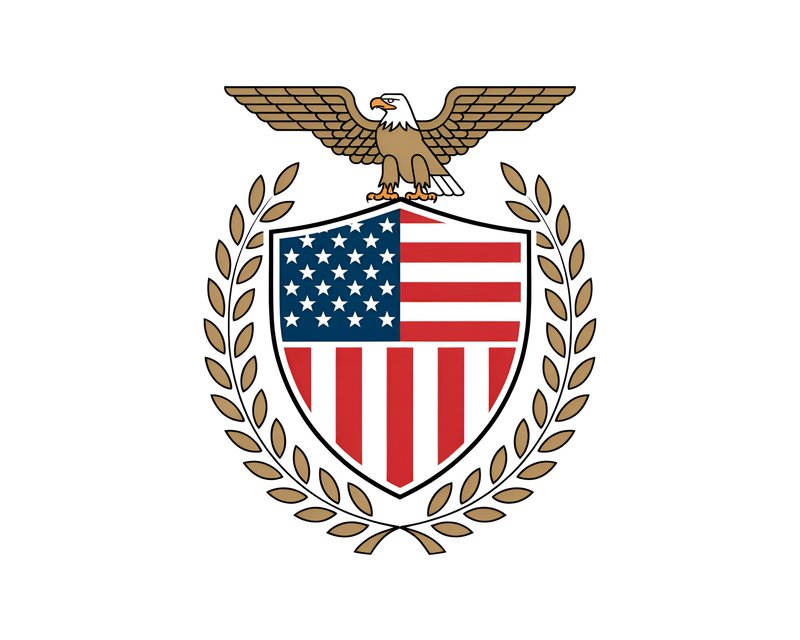 U.S. emblem with eagle and shield against white background Premium Stock Image - stock photo