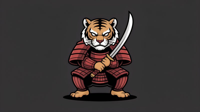 Samurai tiger holds sword ready for battle Premium Stock Photo - stock photo
