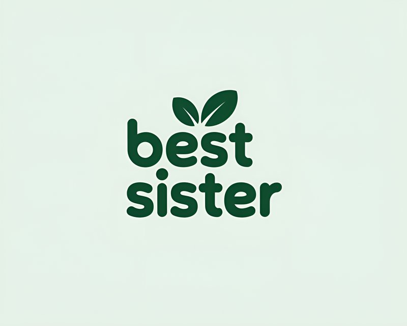 Best sister logo design with green leaves and text Premium Stock Image - stock photo