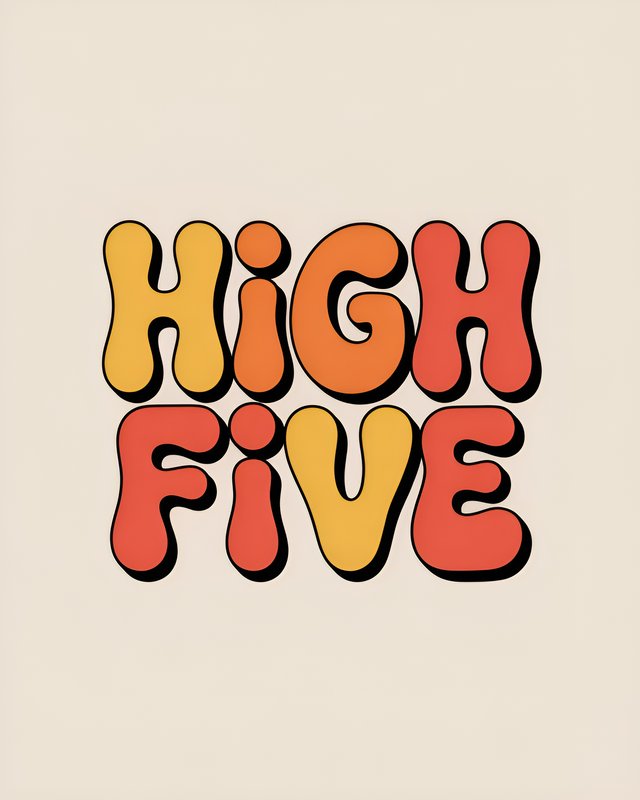 High five graphic in bold letters on simple background Premium Stock Image - stock photo