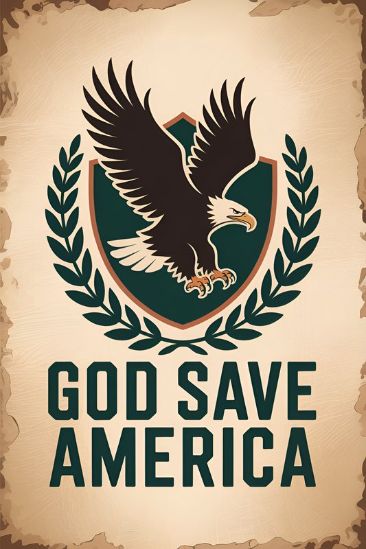 Eagle graphic with text in support of America displayed Premium Stock Photo - stock photo