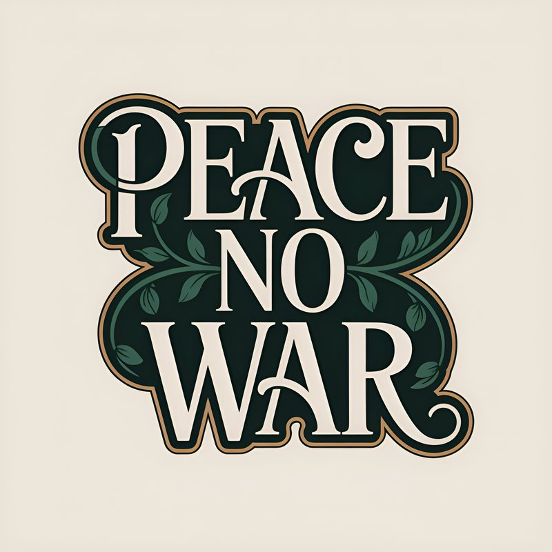 Peace no war design with green leaves and decorative text Premium Stock Photo - stock photo