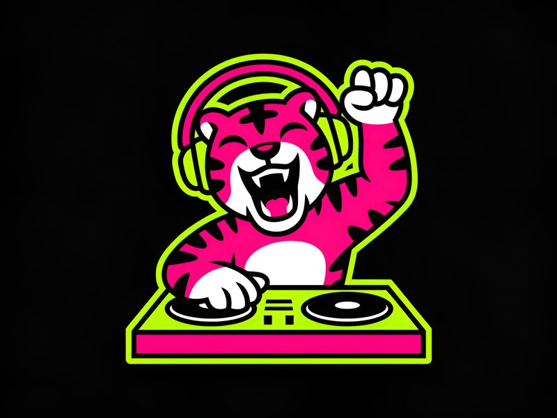 DJ tiger playing music at night club Premium Stock Image - stock photo