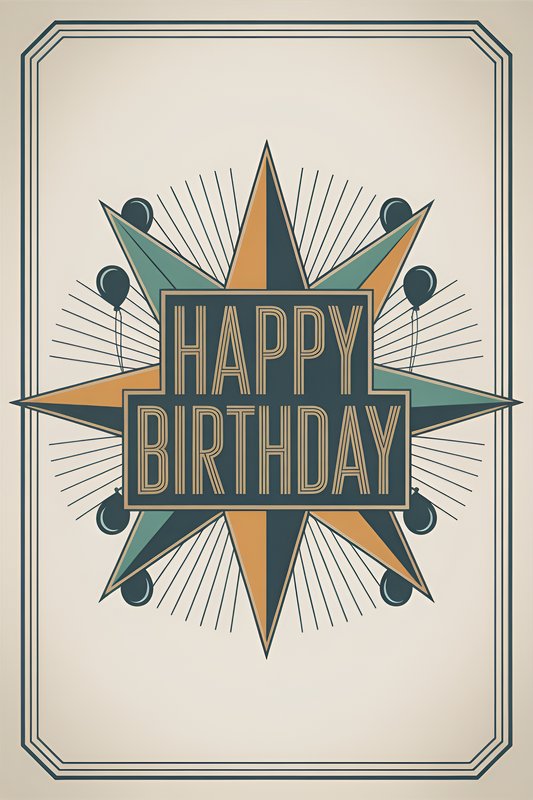 Birthday card design with bold lettering and colorful shapes Premium Stock Image - stock photo