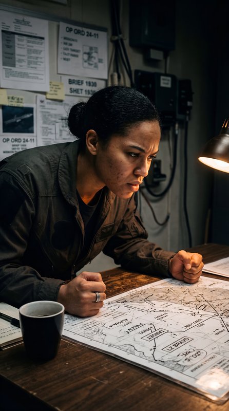 Person studies a map in a dim room at night Premium Stock Image - stock photo