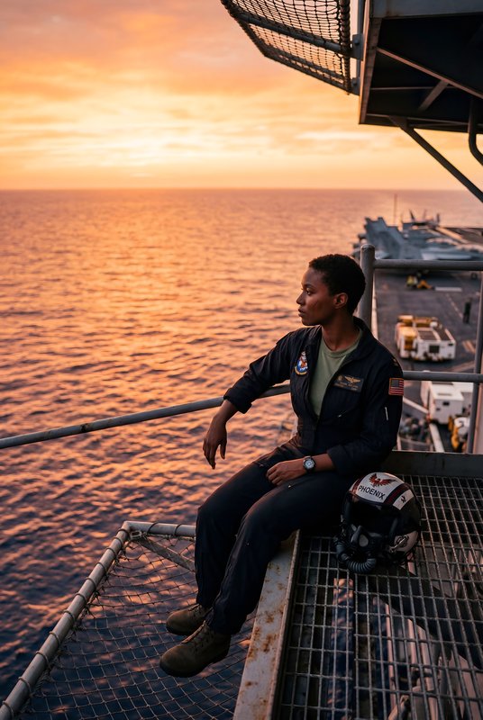 Sunset view from an aircraft carrier at sea Premium Stock Image - stock photo