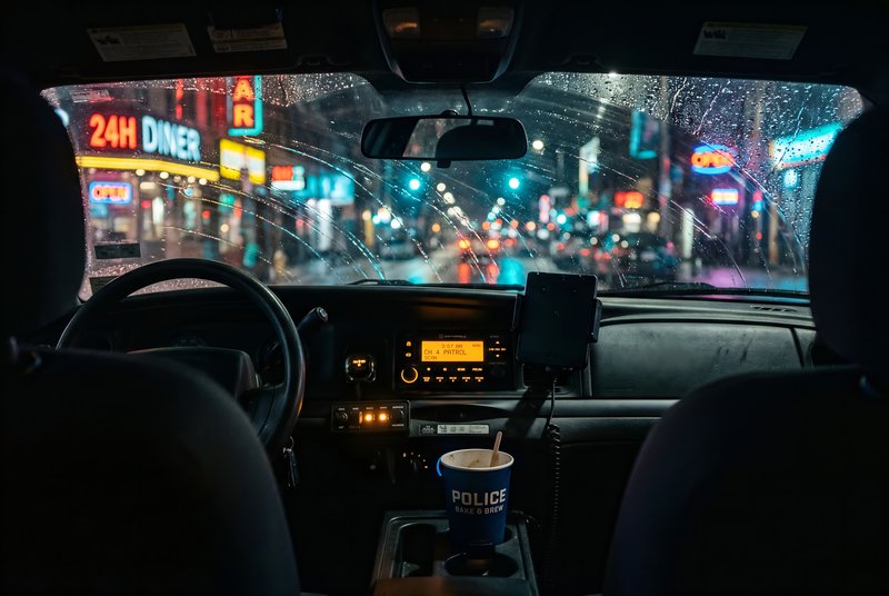 View from a car during a rainy night in the city Premium Stock Photo - stock photo