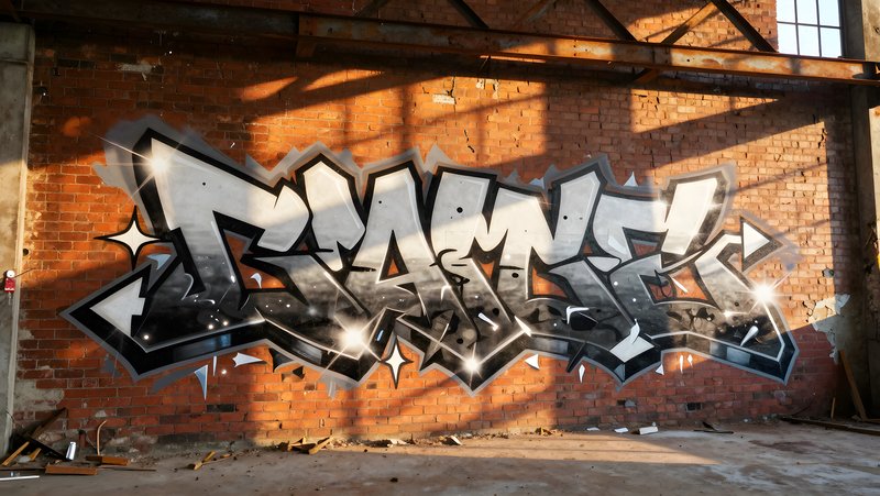 Graffiti artwork on brick wall in urban space during daylight Premium Stock Image - stock photo