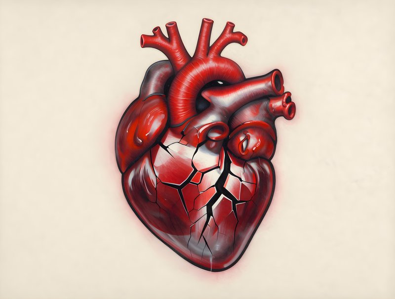 Heart with cracks shows damage and struggle in design Premium Stock Photo - stock photo