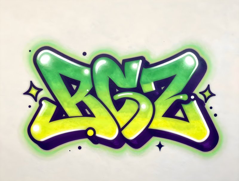 Graffiti design on a wall showcasing letters and bright colors Premium Stock Photo - stock photo