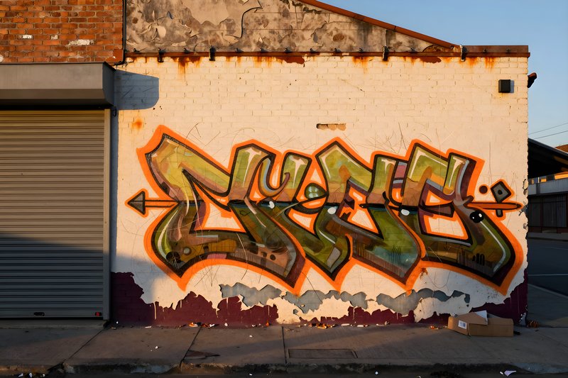 Colorful graffiti on a building wall in the late afternoon Premium Stock Photo - stock photo