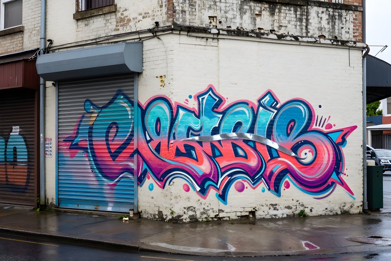 Colorful graffiti on a building wall in the city Premium Stock Photo - stock photo