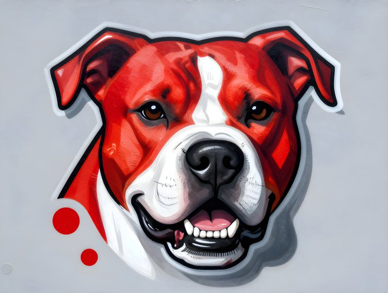 Bright dog mural on city wall created during summer event Premium Stock Image - stock photo