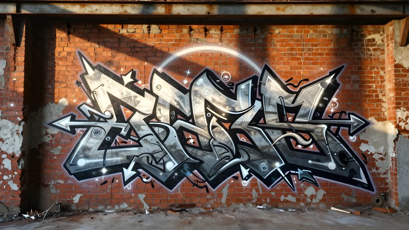 Graffiti art on brick wall in urban space during daylight Premium Stock Photo - stock photo
