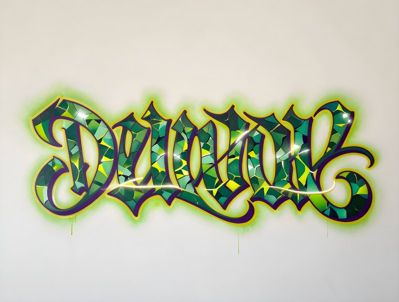 Colorful graffiti on a wall featuring bold lettering style Premium Stock Photo - stock photo