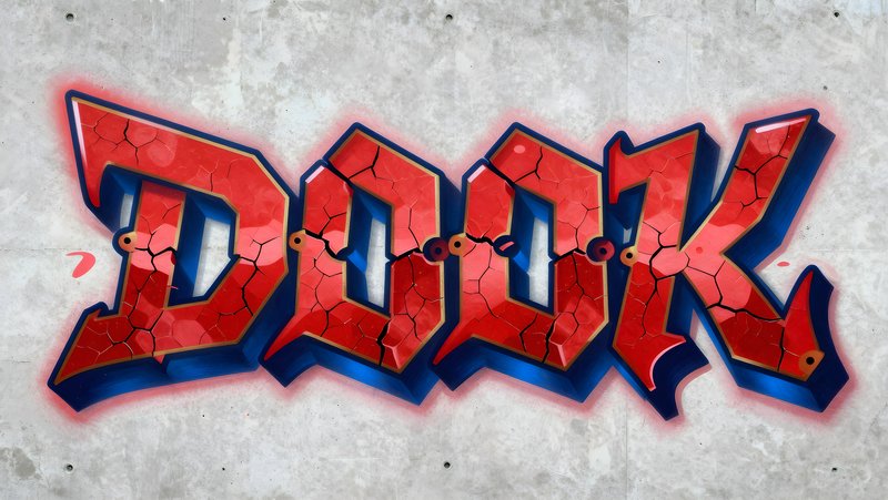 Bold graffiti artwork on a concrete wall in urban space Premium Stock Photo - stock photo