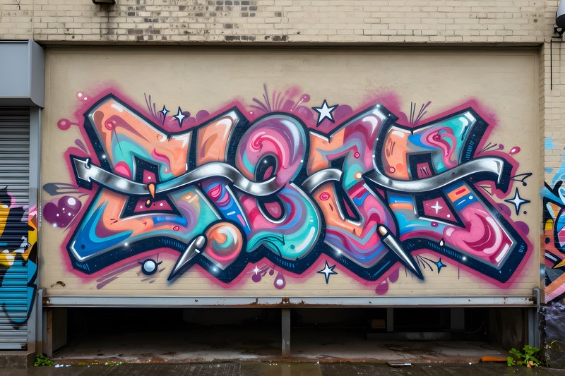 Colorful street art on a building wall in a city area Premium Stock Photo - stock photo