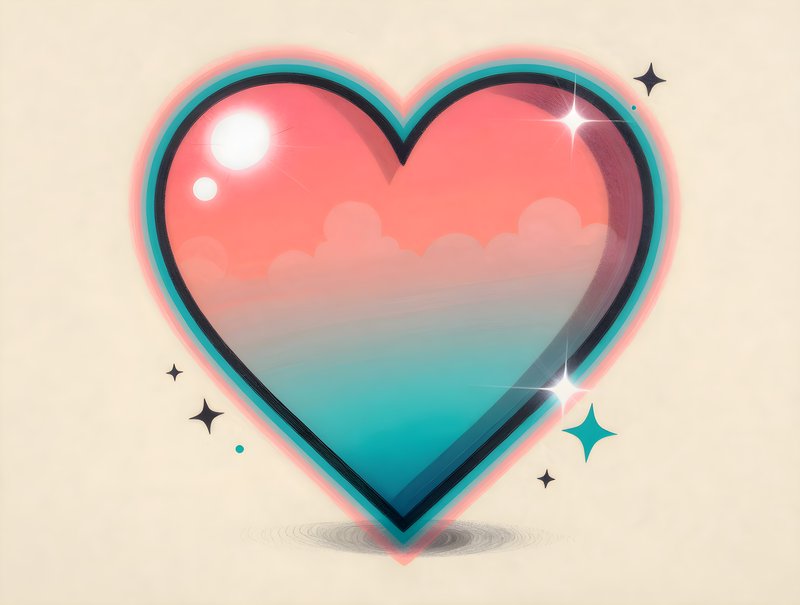 Bright heart shape with sparkles and a colorful design Premium Stock Photo - stock photo