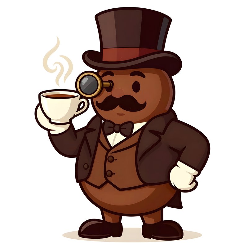 Vintage character holding a cup of coffee with style Premium Stock Photo - stock photo