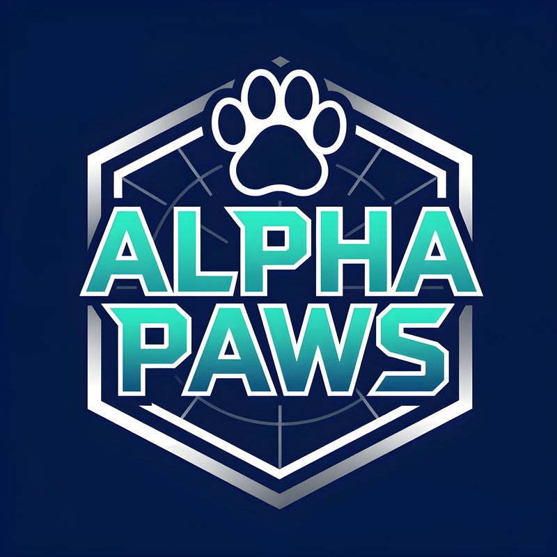 Company logo for Alpha Paws featuring a paw print design Premium Stock Photo - stock photo