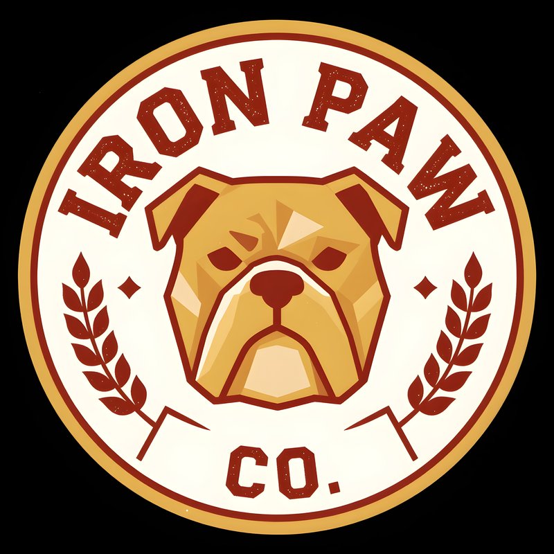 Dog logo design for Iron Paw Co featuring a strong breed Premium Stock Photo - stock photo
