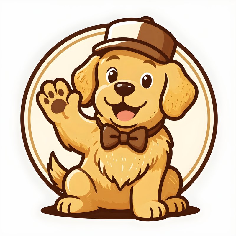 Cute dog with a hat waves happily in a playful pose Premium Stock Image - stock photo