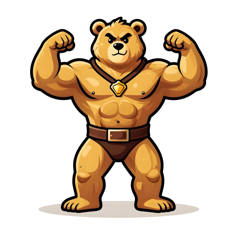 Muscular bear showing strength and winning medal Premium Stock Image - stock photo