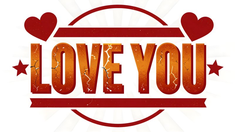 Love you message with hearts and stars in simple design Premium Stock Image - stock photo