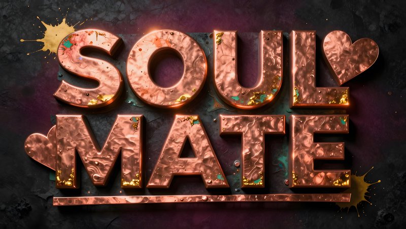 Copper letters form a phrase about love on dark surface Premium Stock Photo