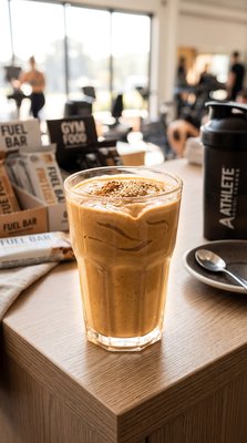 Tahini Date Shake at Modern Fitness Bar - stock photo