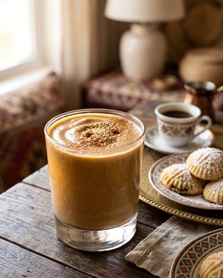 Tahini Date Shake with Sesame and Coffee - stock photo
