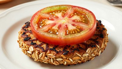Goetta with Fresh Tomato Slice - stock photo