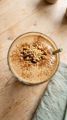 Tahini Date Shake with Walnuts & Cinnamon - stock photo