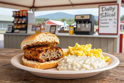 Livermush Sandwich Plate at County Fair Stand - stock photo