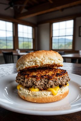 Livermush Sandwich with Crispy Crust and Coleslaw - stock photo