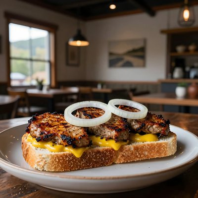 Livermush Sandwich with Caramelized Patties - stock photo