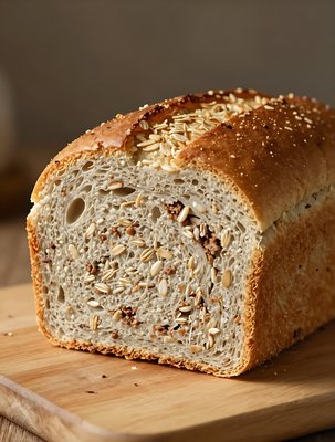 Seeded Goetta Bread Loaf Sliced Fresh - stock photo