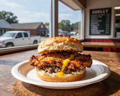Crispy Livermush Sandwich with Cheese - stock photo