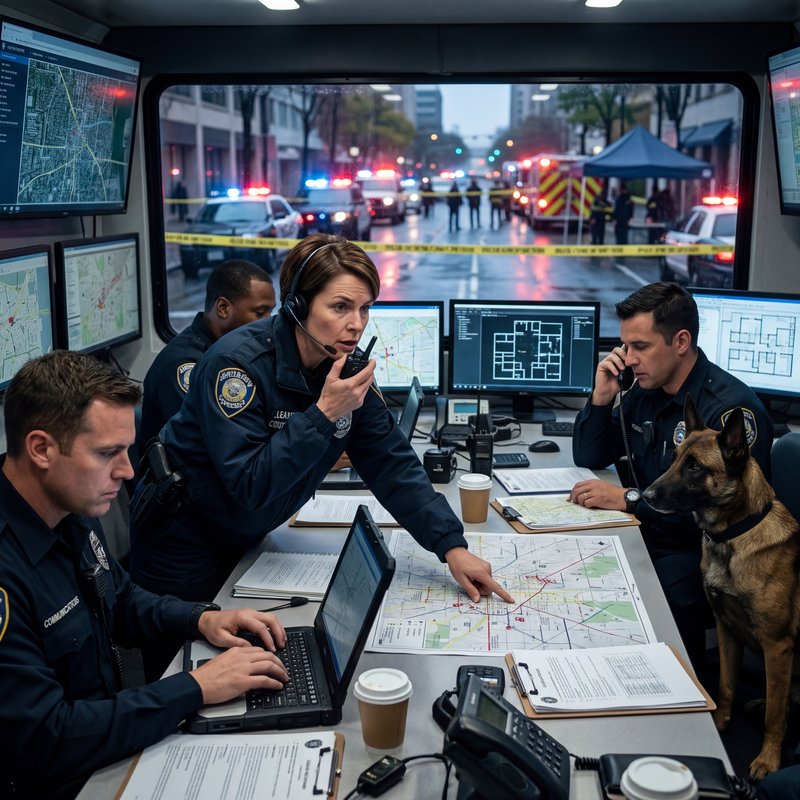 Police team responds to emergency in urban setting Premium Stock Image - stock photo
