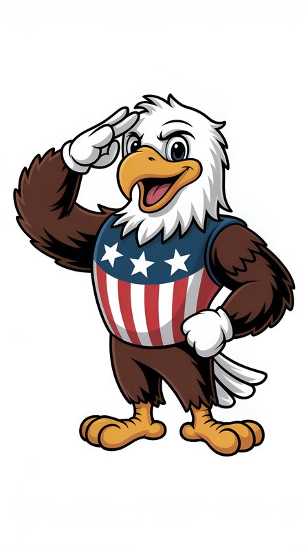 Eagle mascot with a salute and patriotic colors Premium Stock Image - stock photo