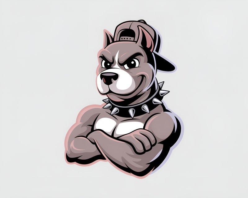 Muscular dog character with cap and spikes on collar Premium Stock Photo - stock photo