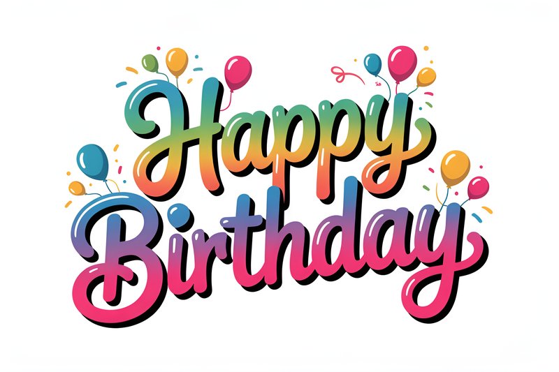 Happy birthday greeting with colorful letters and balloons Premium Stock Photo - stock photo