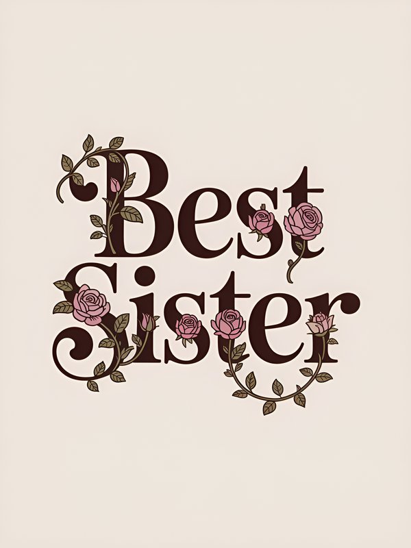 Best sister design with flowers on a light background Premium Stock Image - stock photo